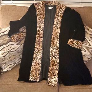Vintage Patra Black Velvet and Leopard Print Opera Coat Size M
